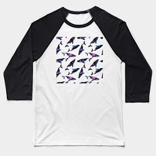 Seamless pattern with cosmic or galaxy whale Baseball T-Shirt